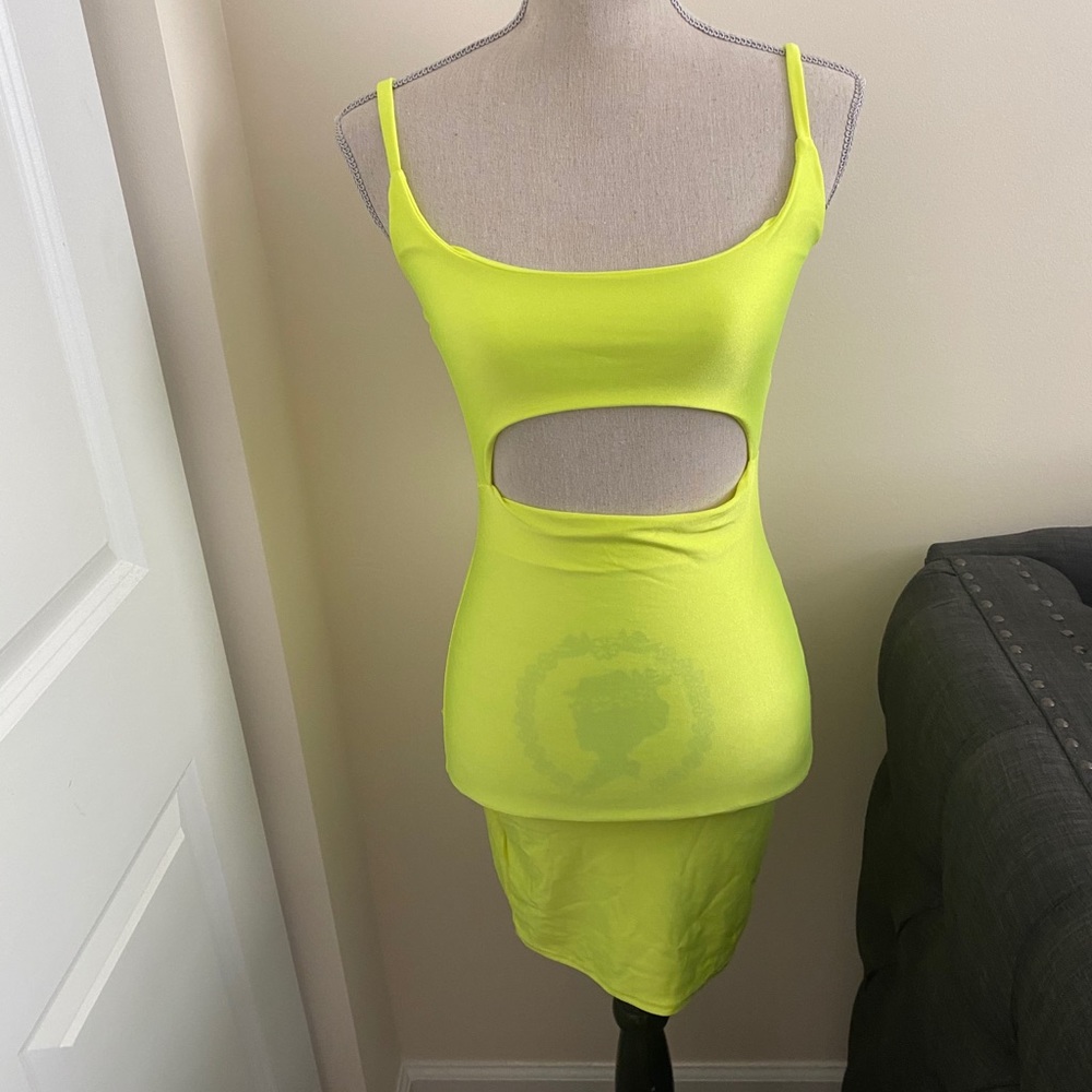 Neon green mini dress